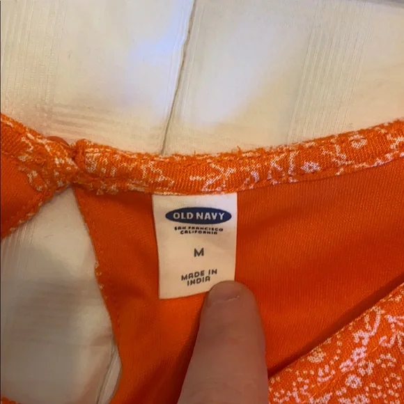 Old Navy Orange Paisley Open Shoulder Dress - Picture 9 of 13